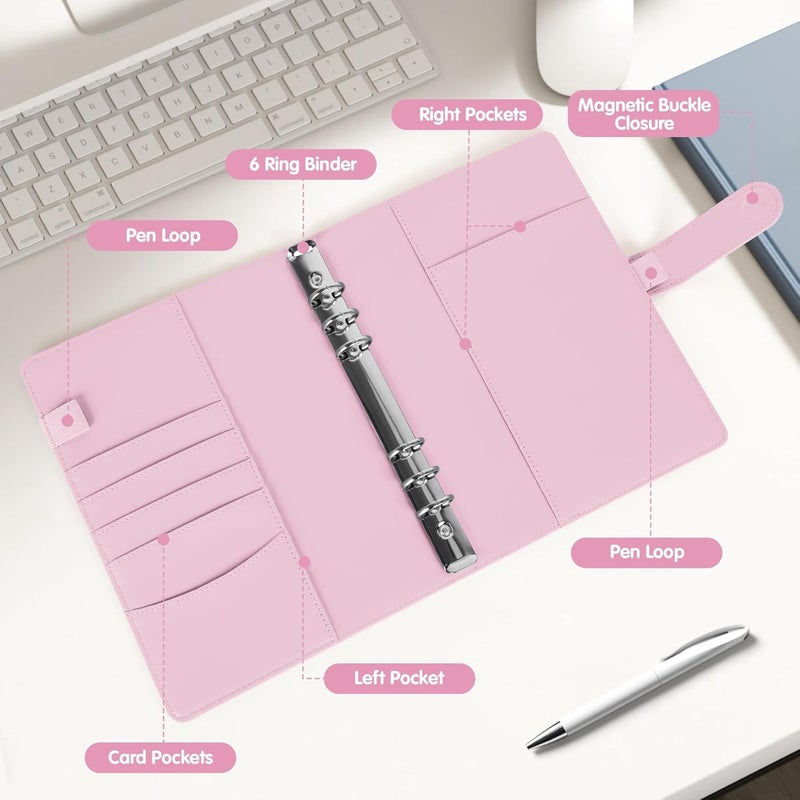 Antner A5 Kpop Photocard Binder 6-Ring Card Collector Album with 40 Pack Card Sleeves, PU Leather Photocard Holder Book with Multi-Size Photo Protectors for Organizing Trading Cards, Pink A5 Binder - Image 5